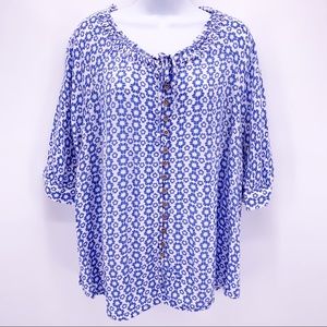 Cafe Marrakech Floral Button Down Tunic Top Size L